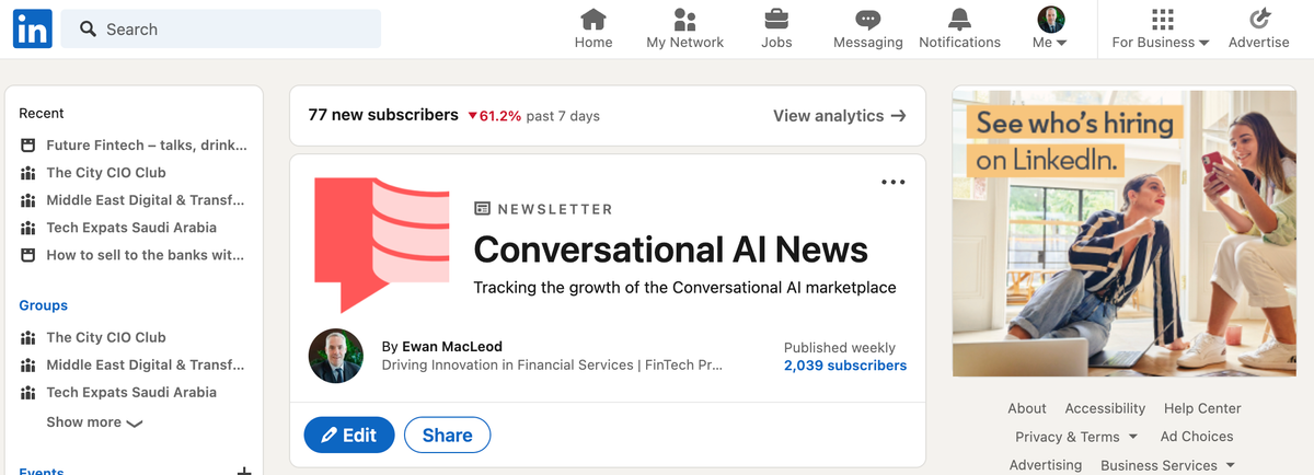 Hello to the 2,039 Conversational AI News subscribers