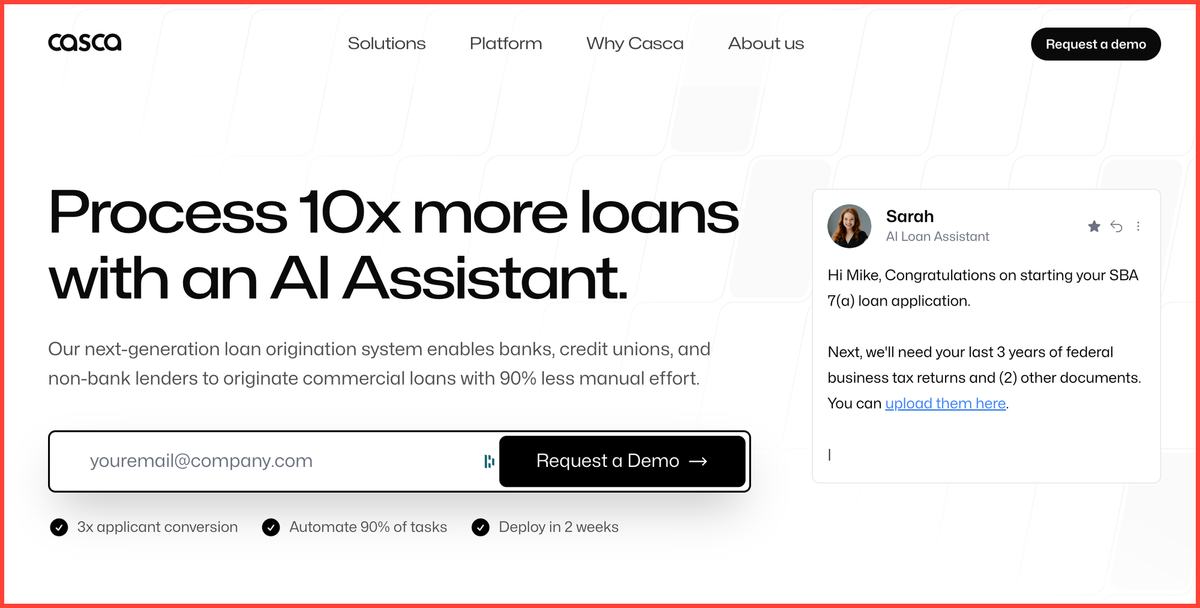 Cascading AI uses Conversational AI to 10x  corporate loan origination process