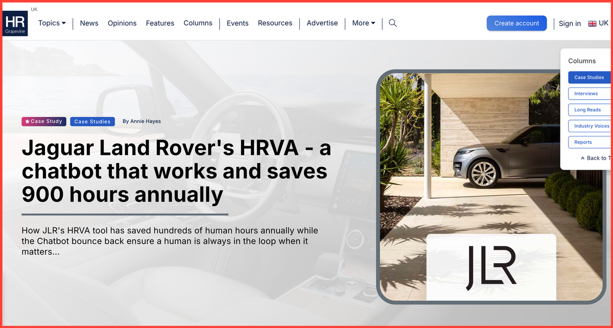 Jaguar Land Rover's internal HR Virtual Assistant is powered by LivePerson