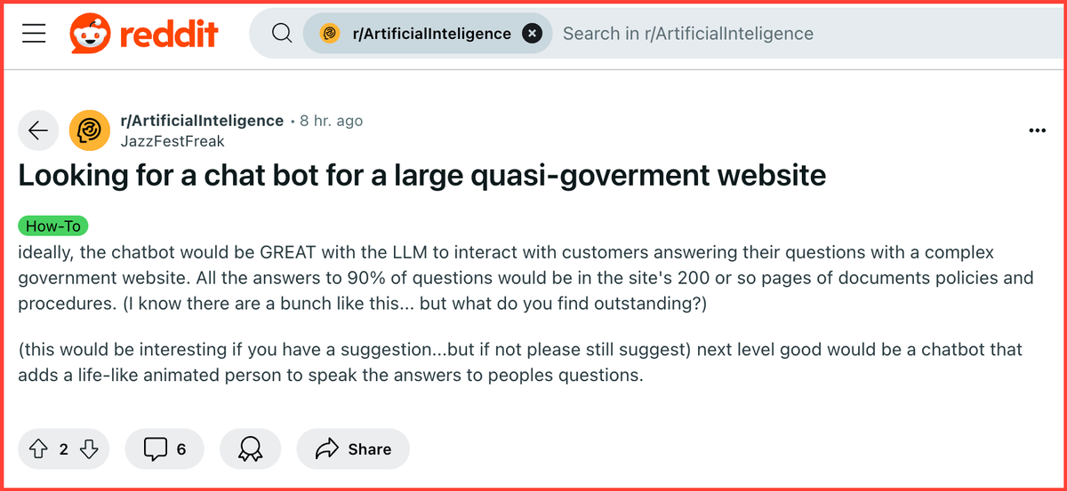 Vendors wanted: A large US 'quasi-government' website is hunting for chatbot solutions