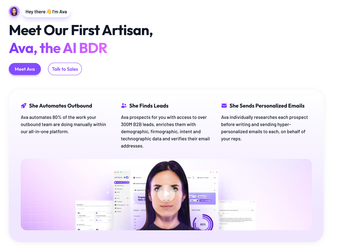 Is it time to hire Ava, your first AI SDR Artisan?