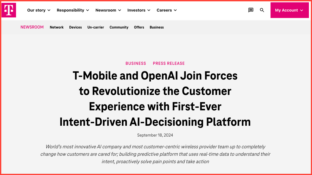 T-Mobile's $100M IntentCX Conversational AI investment with OpenAI