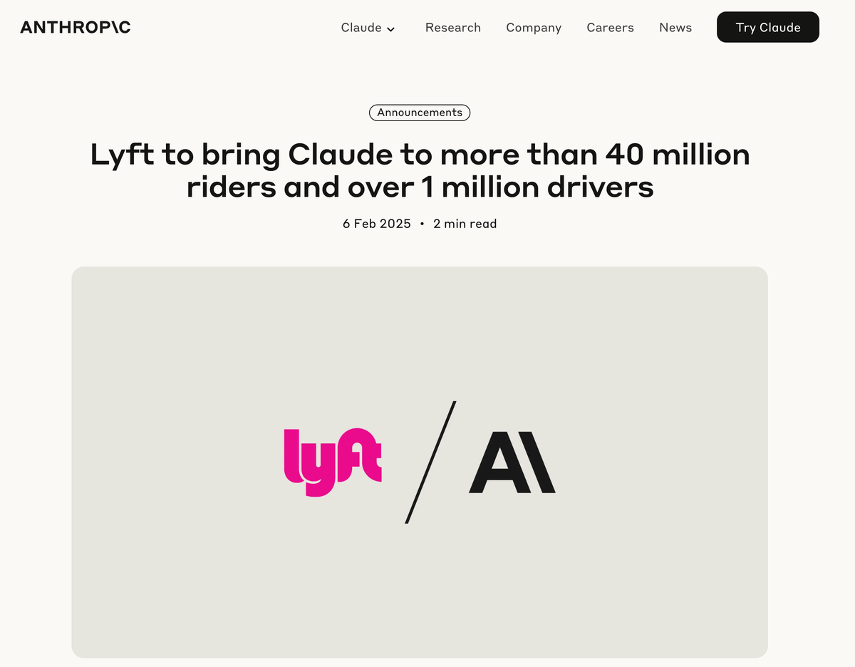 Lyft is using Anthropic’s Claude to power their chatbot, that’s bad news if you’re a CAI vendor