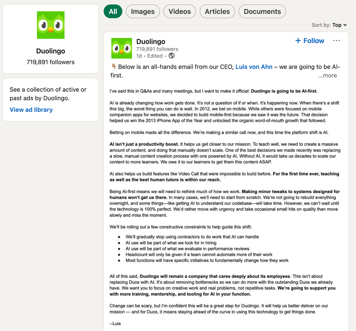 The Duolingo CEO's AI Memo