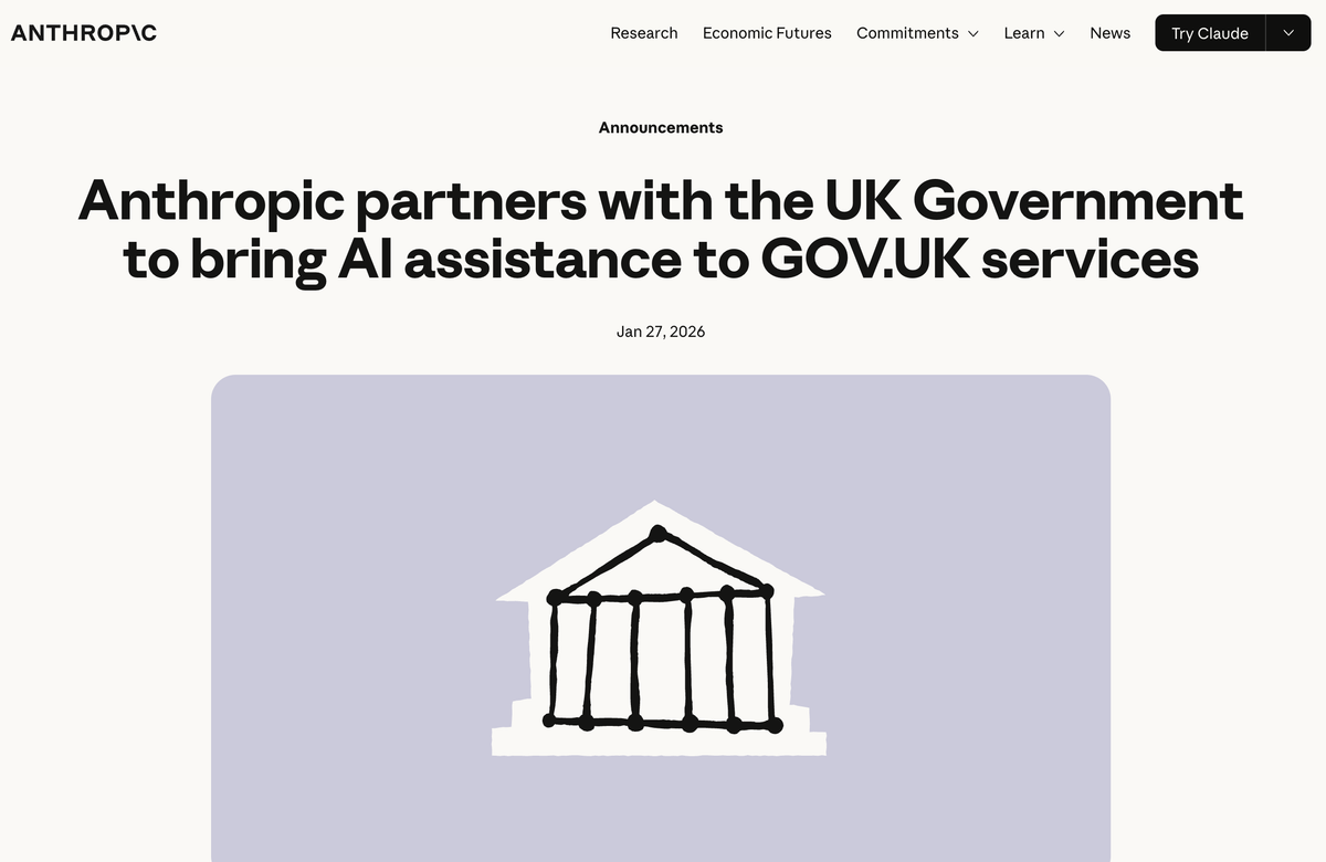Anthropic selected to build AI assistant for UK government