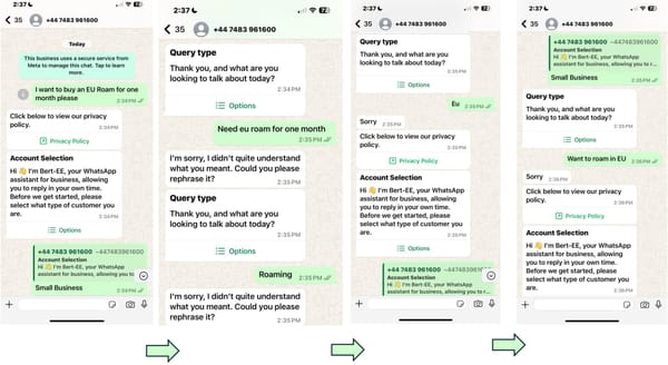 EE's chatbot struggled to understand "EU roaming" request