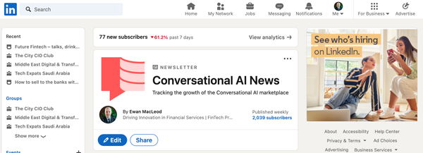 Hello to the 2,039 Conversational AI News subscribers