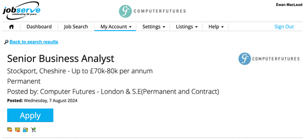 Interesting job alert: £80k Chatbot Senior Business Analyst