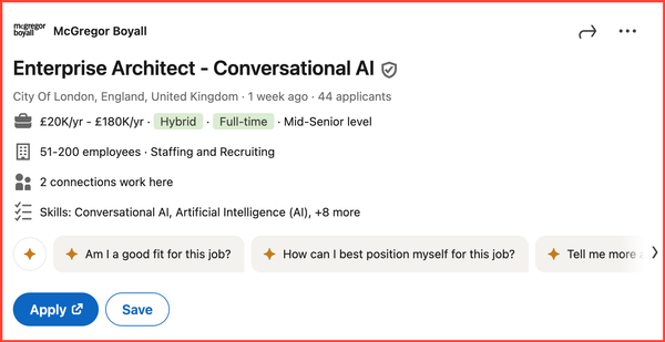 Interesting Job Alert: Conversational AI Architect, £200k+