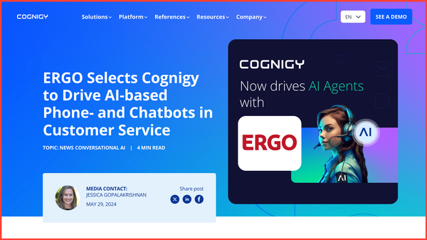 Cognigy wins ERGO Group's 25-country Conversational AI deal