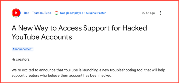 YouTube launches chatbot to manage hacked account queries