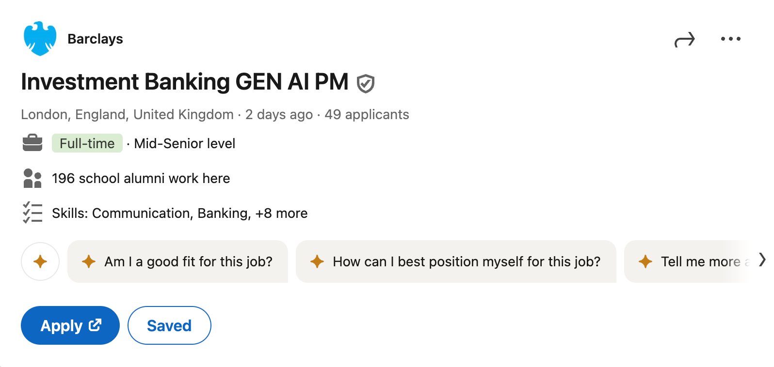Barclays is hiring a GEN AI Project Manager at VP Level