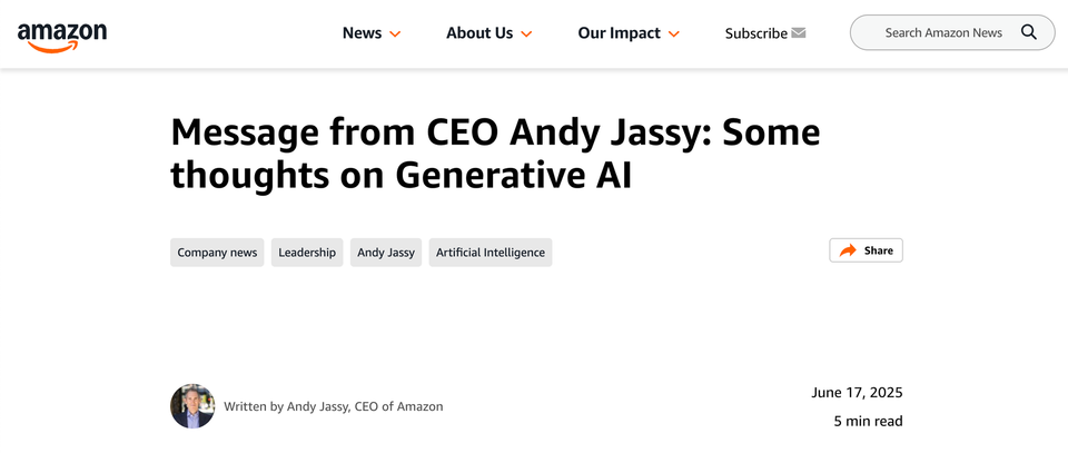 Amazon's CEO on AI: "Be curious, educate yourself"