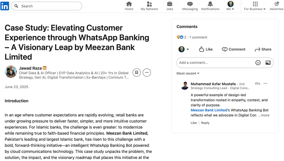 How Meezan Bank launched WhatsApp banking to 700,000 customers